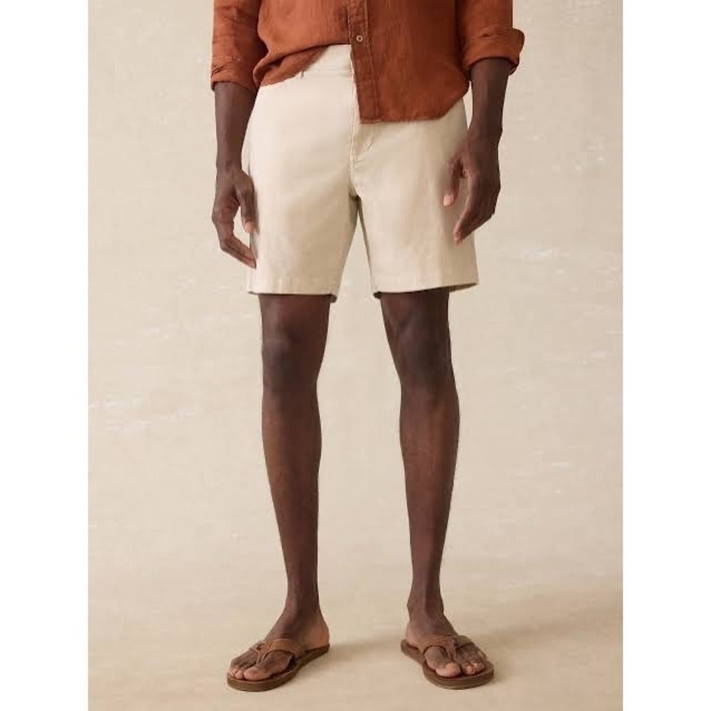 Faherty Chino Shorts Mens 28 Beige Linen Organic Cotton Travel Coastal Summer